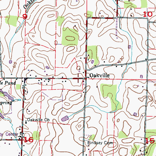 Topographic Map of Oakville, AL