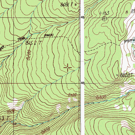 Topographic Map of Sheffield Creek Trail, WY