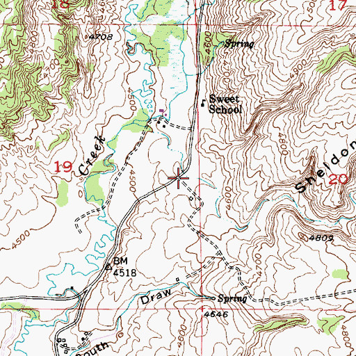 Topographic Map of Sheldon Canyon, WY
