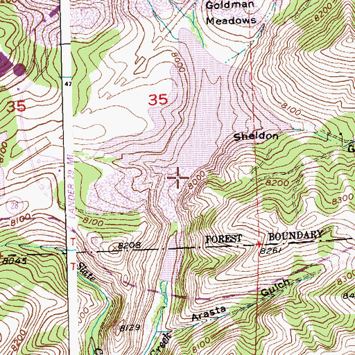 Topographic Map of Sheldon Gulch, WY