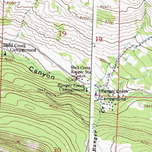 Topographic Map of Shell Creek Ranger Station, WY