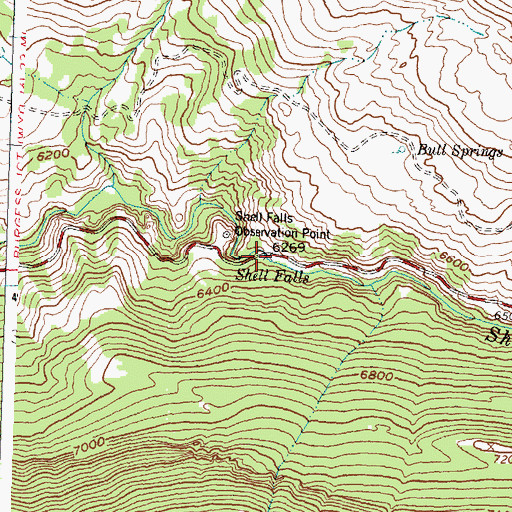 Topographic Map of Shell Falls, WY