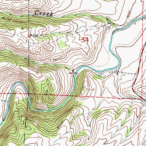 Topographic Map of Shellrock Creek, WY