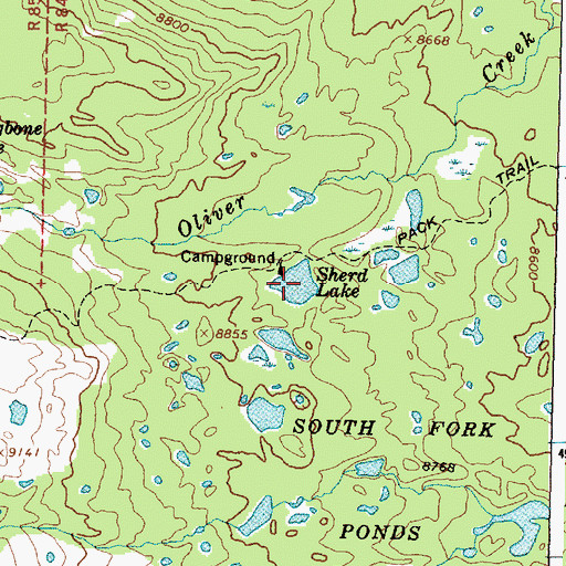 Topographic Map of Sherd Lake, WY