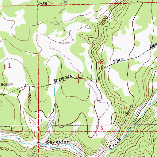 Topographic Map of Sheridan Trail, WY