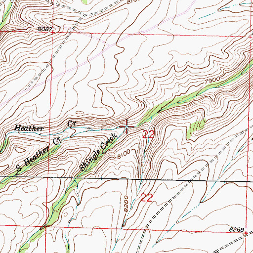 Topographic Map of Shingle Creek, WY