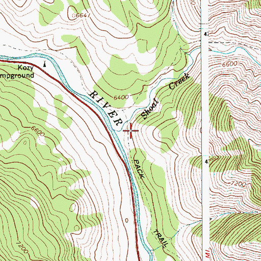Topographic Map of Shoal Creek, WY