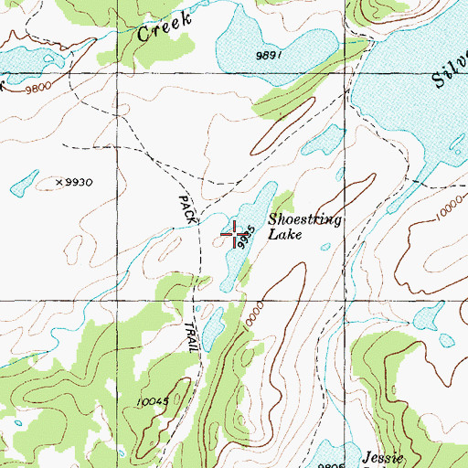 Topographic Map of Shoestring Lake, WY