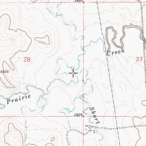 Topographic Map of Short Prong Prairie Creek, WY