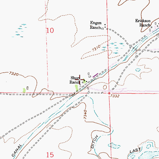 Topographic Map of Short Ranch, WY