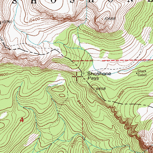 Topographic Map of Shoshone Pass, WY