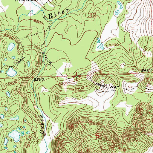 Topographic Map of Shoshone Stock Driveway, WY