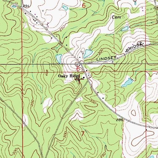 Topographic Map of Oakey Ridge Baptist Church, AL