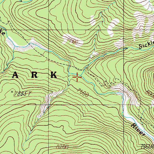 Topographic Map of Sickle Creek, WY