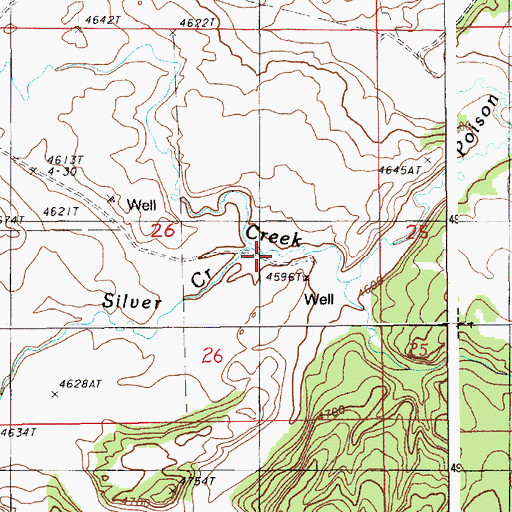 Topographic Map of Silver Creek, WY