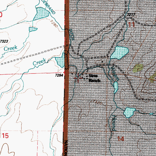 Topographic Map of Sims Ranch, WY