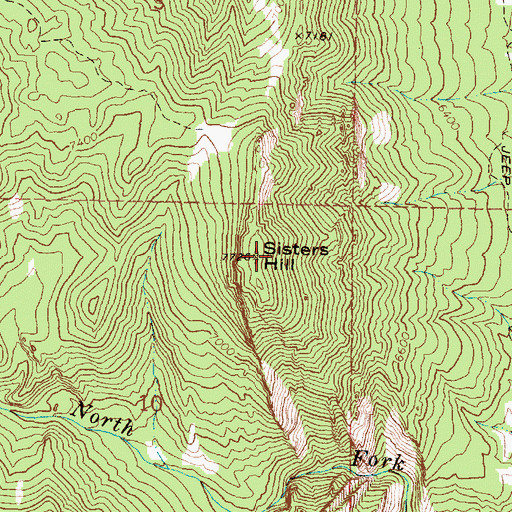 Topographic Map of Sisters Hill, WY