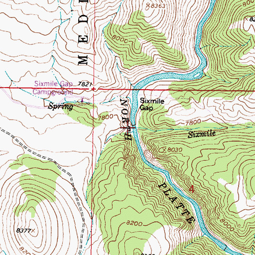 Topographic Map of Sixmile Creek, WY