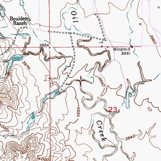Topographic Map of Skull Creek, WY