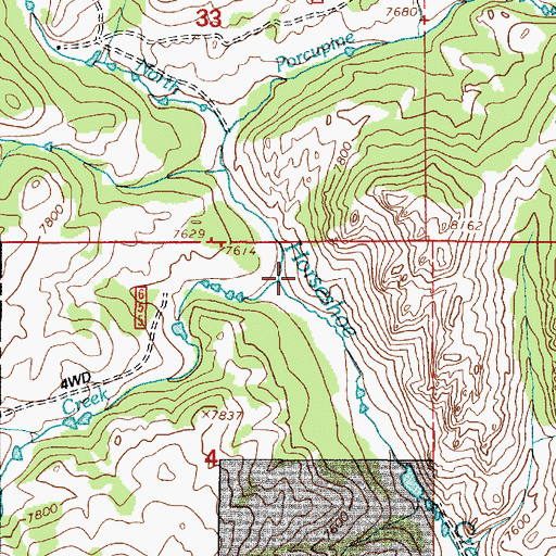 Topographic Map of Skunk Creek, WY