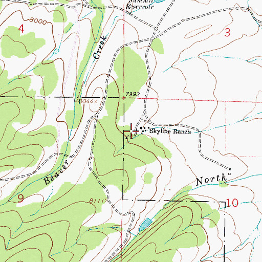 Topographic Map of Skyline Ranch, WY