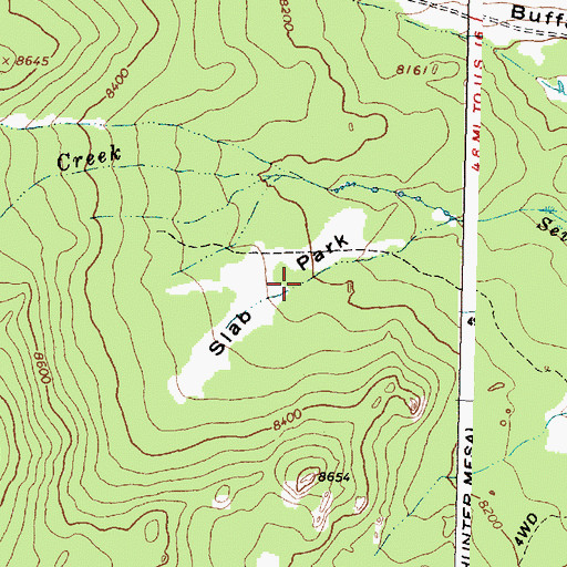 Topographic Map of Slab Park, WY