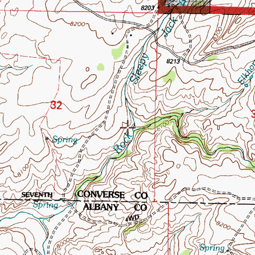 Topographic Map of Sleepy Jack Creek, WY