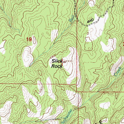 Topographic Map of Slick Rock, WY