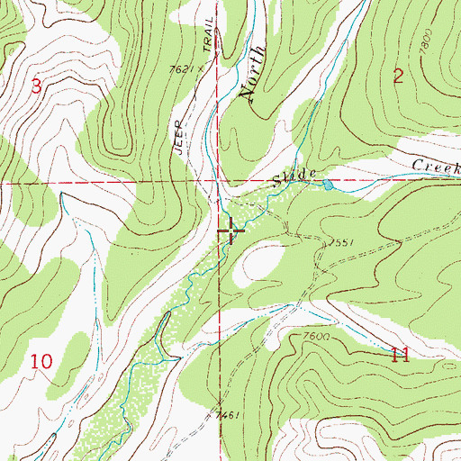 Topographic Map of Slide Creek, WY