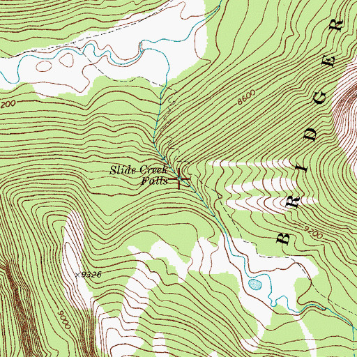 Topographic Map of Slide Creek Falls, WY
