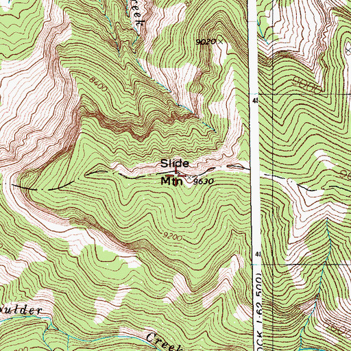 Topographic Map of Slide Mountain, WY
