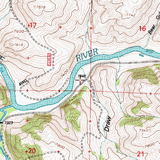 Topographic Map of Slims Draw, WY