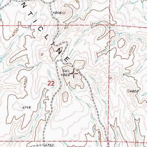Topographic Map of Smith Cut Anticline, WY