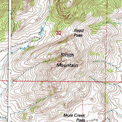 Topographic Map of Smith Mountain, WY