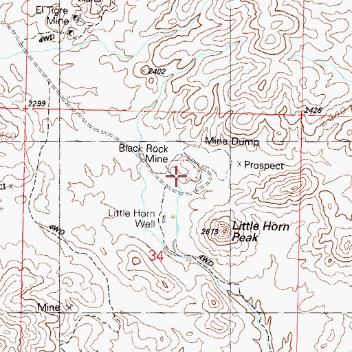 Topographic Map of Black Rock Mine, AZ