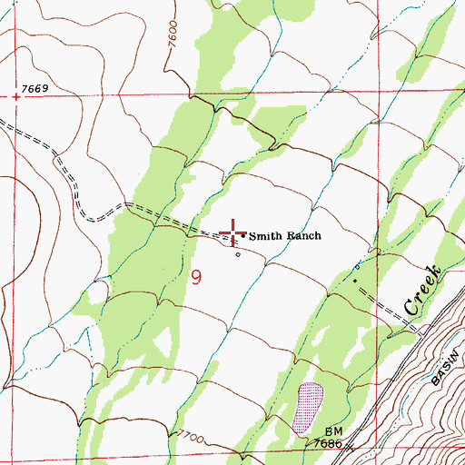 Topographic Map of Smith Ranch, WY