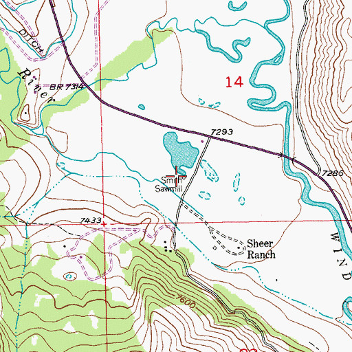 Topographic Map of Smith Sawmill, WY