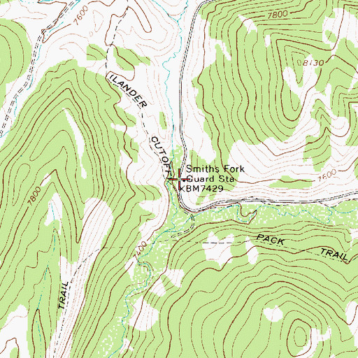 Topographic Map of Smiths Fork Guard Station, WY
