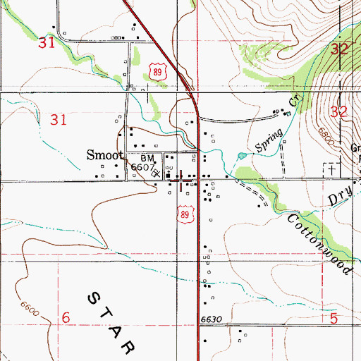 Topographic Map of Smoot, WY