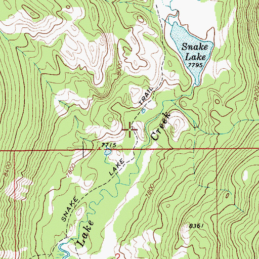 Topographic Map of Snake Lake Trail, WY