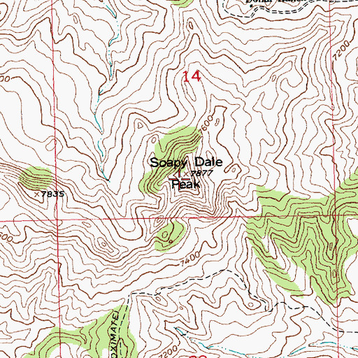 Topographic Map of Soapy Dale Peak, WY