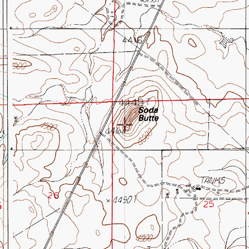 Topographic Map of Soda Butte, WY