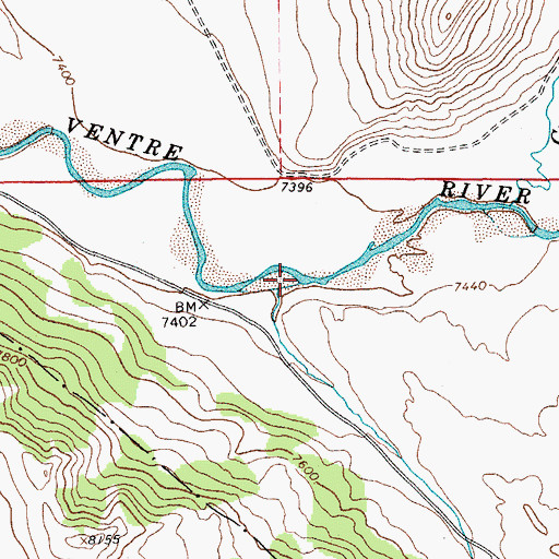 Topographic Map of Soda Creek, WY