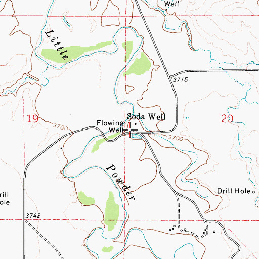 Topographic Map of Soda Well, WY