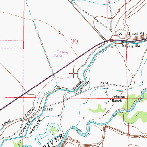 Topographic Map of Sodergreen High Line Ditch, WY