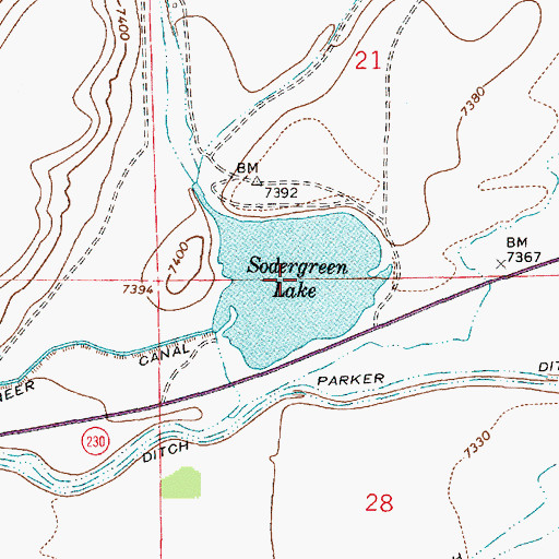 Topographic Map of Sodergreen Lake, WY