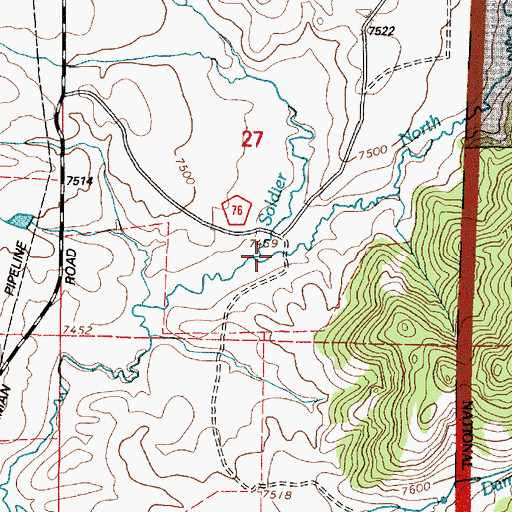 Topographic Map of Soldier Creek, WY