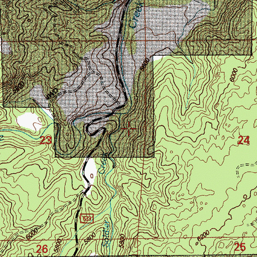 Topographic Map of Soldier Creek, WY