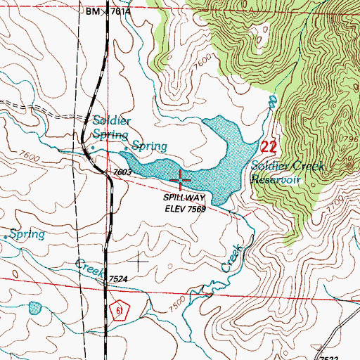 Topographic Map of Soldier Creek Reservoir, WY