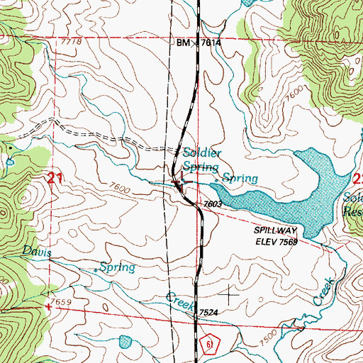 Topographic Map of Soldier Spring, WY